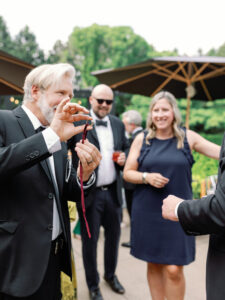 Crowd entertained by magician