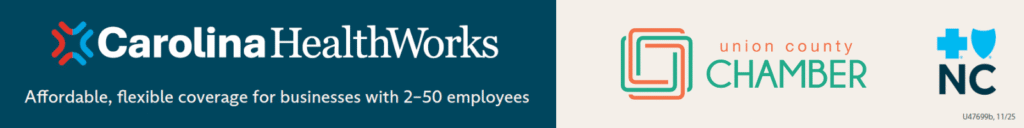 Carolina Healthworks, Union County Chamber, and NC Blue Cross Blue Shield logo