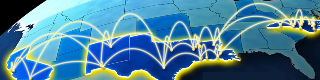 map of southern us with fiberoptic connections