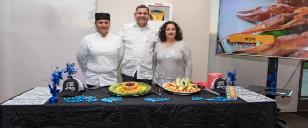 workers at business expo booth